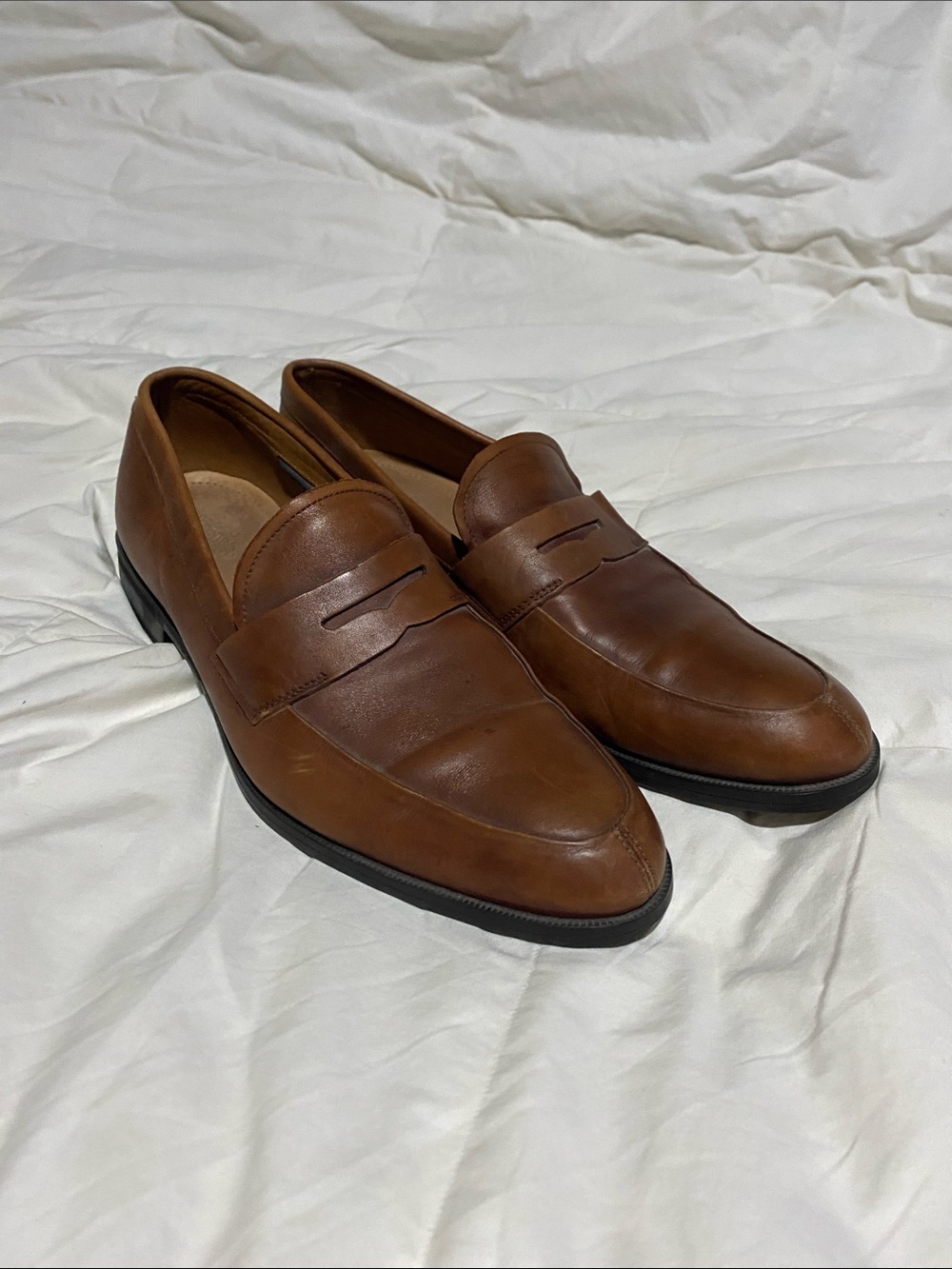Vince Camuto Brown Leather Penny Loafers